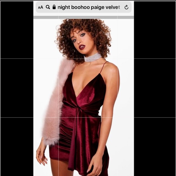 Velvet plunge Neck Drape Bodycon Dress - Picture 5 of 5